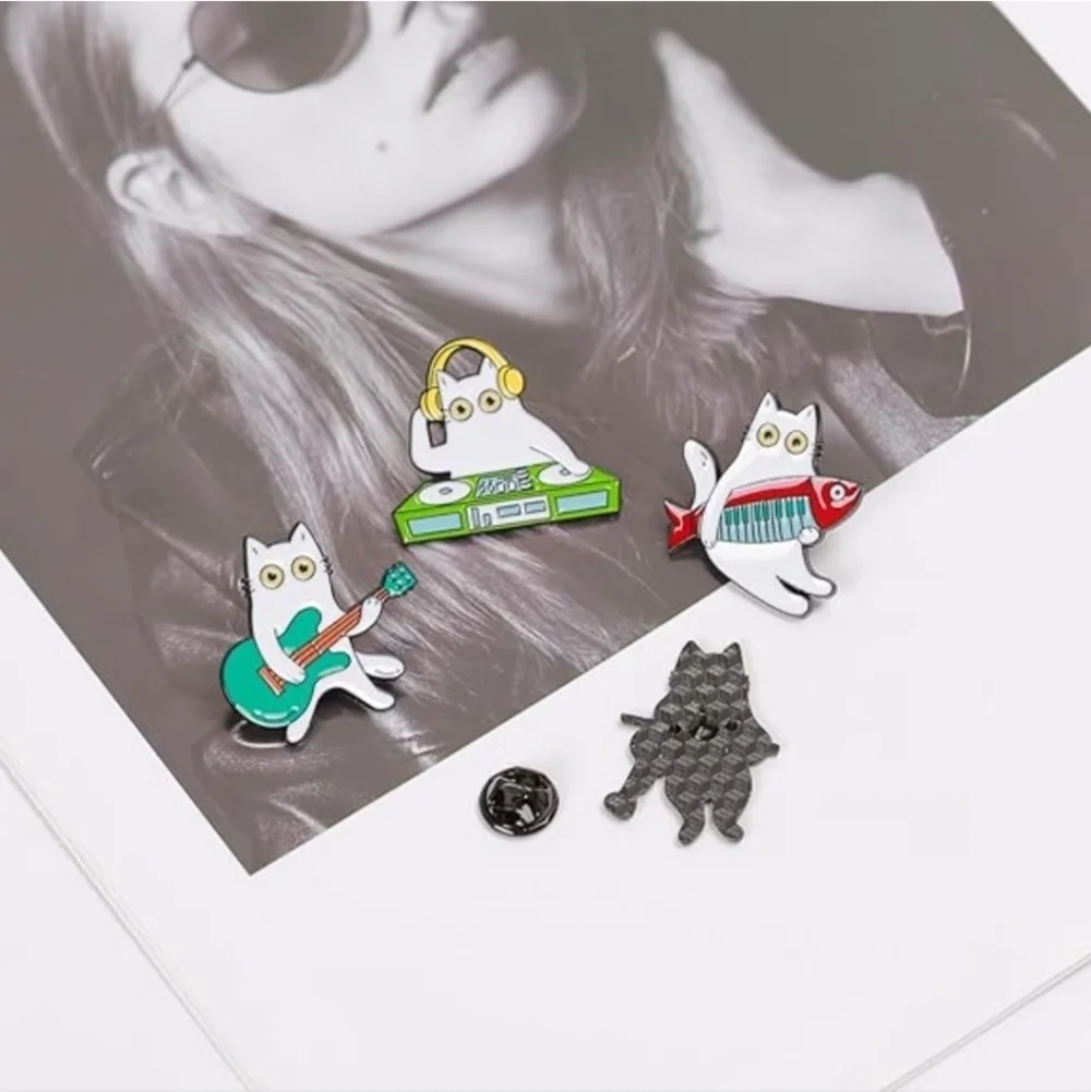 Musical Cat Enamel Pin Set
